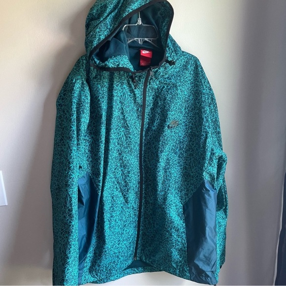 Nike Windbreaker Retro Green and Blue Large Full Zip Geometric Pattern - Picture 2 of 9